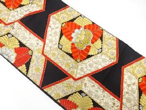 アンティーク　亀甲に若松・梅・楓模様織り出し袋帯(着用可)